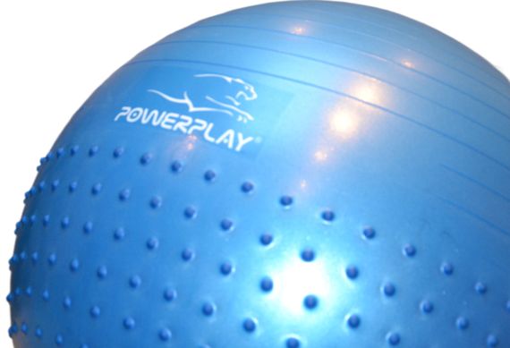М'яч для фітнесу (фітбол) напівмасажний PowerPlay 4003 Ø65 cm Gymball Синій + помпа | Зображення 8