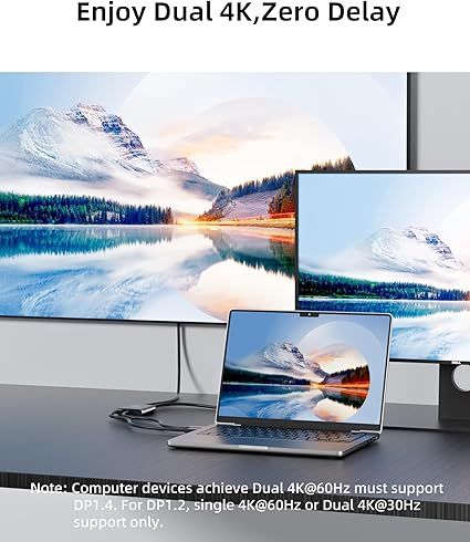 Разветвитель DisplayPort на два DisplayPort, концентратор DisplayPort MST 4K60 Гц, 1-в-2-выходной DisplayPort для двух мониторов | Зображення 4