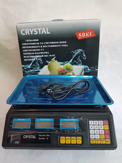 Весы Crystal 50 kg электронные настольные весы с калькулятором торговые | Зображення 5
