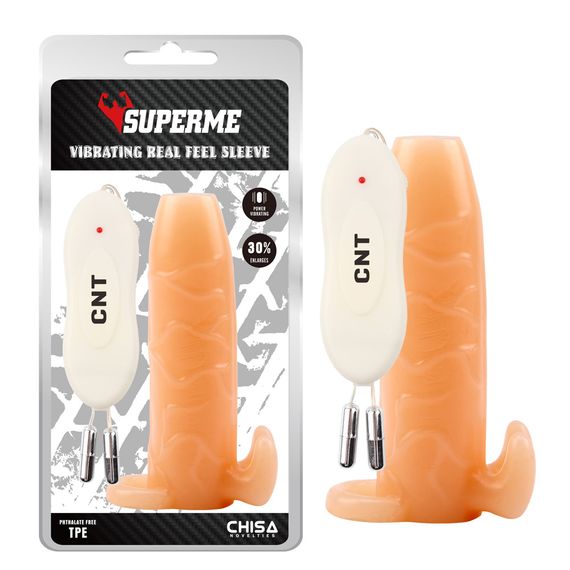 Насадка на член Chisa SuperMe Vibrating Real Feel Sleeve з вібрацією Sex Aura | Зображення 1