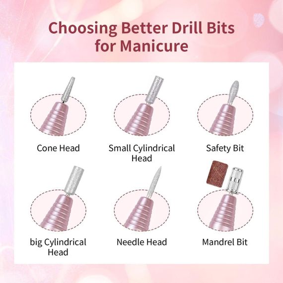 Професійна електрична дриль для нігтів JODSONE 20000 об/хв з USB та 6 змінними насадками | Зображення 5