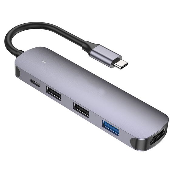 Док-станция Хаб USB переходник XPRO HB27 HDTV с входом Type-C серый (34381-01) | Зображення 2