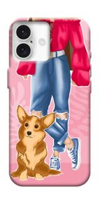 Чохол з картинкою Girl and corgi для Apple iPhone 16 Plus
