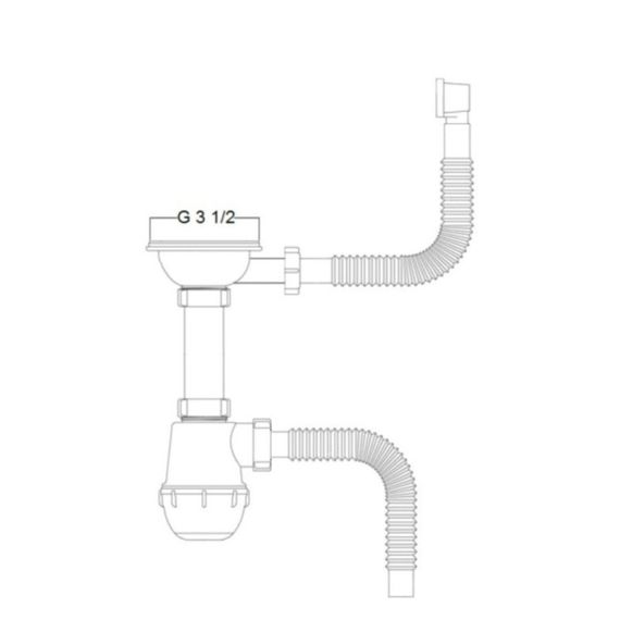 Сифон для кухонної мийки Kroner KRP Siphon - 011 3 1/2"х50/40 мм | Зображення 1