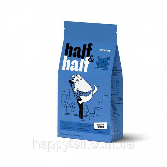 Сухой корм Half&Half для взрослых собак крупных пород (говядина), 2 кг