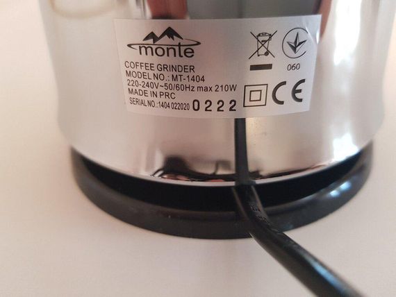 Кофемолка электрическая Monte MT-1404 для зернового кофе с мощным мотором | Зображення 4