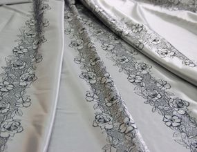 Атлас бузелли сірий італійський з повторюваним квітковим малюнком G 86