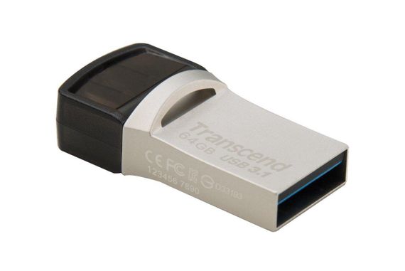 Накопитель Transcend 64GB USB 3.1+Type-C 890 R90/W30MB/s (TS64GJF890S) | Зображення 1