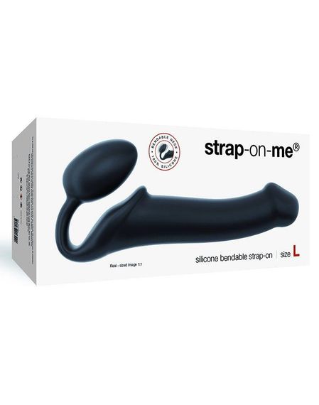 Безремінний страпон Strap-On-Me Black XL, повністю регульований, діаметр 4,5 см Sex Aura | Зображення 3