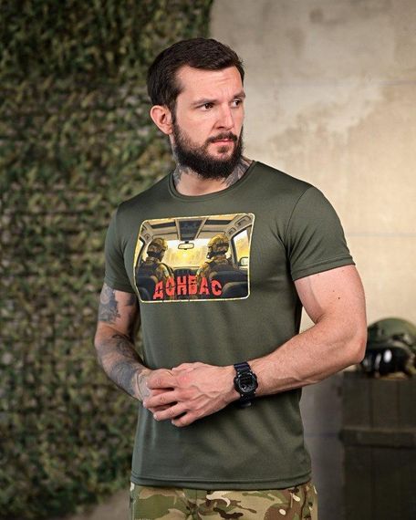 Тактична вологовідвідна футболка Донбас олива ПП4666 | Зображення 1