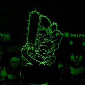 Акриловий світильник-нічник Chainsaw Man зелений tty-n001872