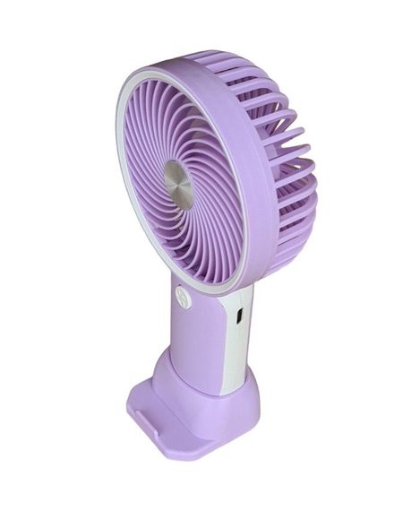Вентилятор ручний Mini Fan HX09-1 акумуляторний з підставкою для телефону Бузковий з білим | Зображення 1