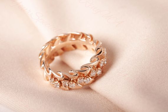 Кольцо из красного золота с фианитами 16 | Зображення 4