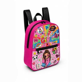 Детский мини-рюкзак розовый с принтом Kawaii Girl для девочки 28×24×10 см мини-сумка детская (5283)