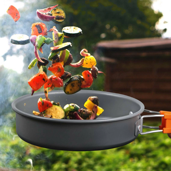 Набор туристической посуды Camping cooking со столовыми приборами 10 в 1  / Набор посуды для похода, пикника и рыбалки | Зображення 3