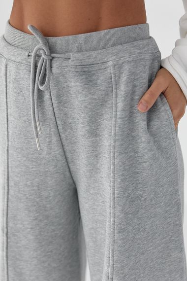 Спортивні штани палаццо з накладною кишенею - сірий цвет, M (є розміри) | Зображення 3