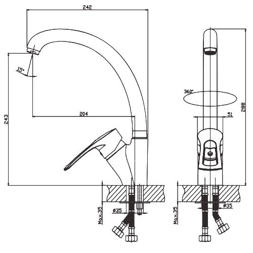 Змішувач для кухні Haiba GERMES 011 (HB0766) | Зображення 1