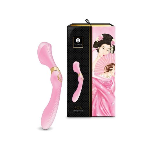 Вибромассажер Shunga Zoa Light Pink, двусторонний sexstyle | Зображення 8