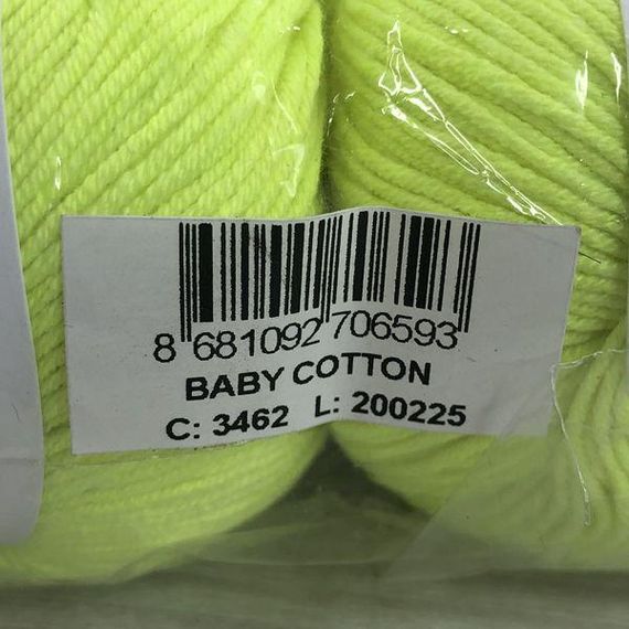 Пряжа Gazzal – Baby Cotton колір 3462 Жовтий неон | Зображення 2