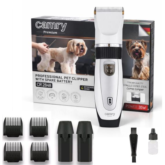 Машинка для стрижки тварин Camry CR 2848, 35 Вт, 2 акумулятори, USB, 4 насадки