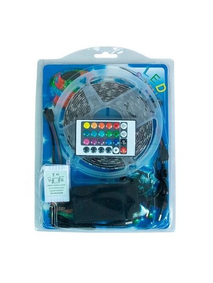 Світлодіодна стрічка SMD 3528 RGB (54 LED/m) 5 метрів на силіконі з блоком та пультом керування різнокольорова (повний комплект) | Зображення 4