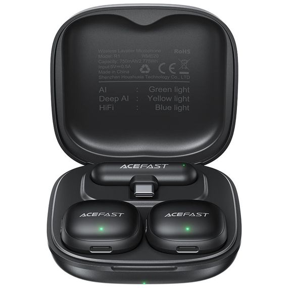 Петличний бездротовий мікрофон Acefast R1 Type-C Black