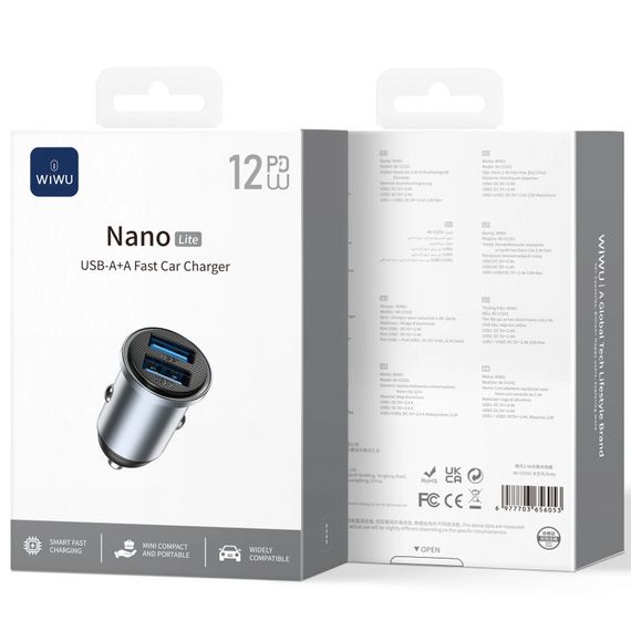АЗУ WIWU CC031 Nano Lite 12W (2USB-A) Gray | Зображення 1