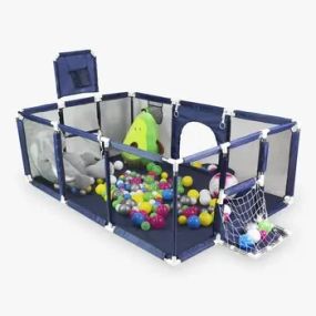 Дитячий ігровий манеж-огорожу 125х125х63см для ігор з баскетбольною корзиною та кишенею для іграшок