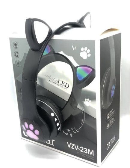 Беспроводные детские Bluetooth наушники Cat Ear VZV-23M с кошачьими ушками Черные | Зображення 4