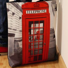 Сумка жіноча тканинна Original Лондон, Англия, красная телефонная будка 40x45 см (SV_WB007_BL)