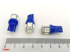 Лампа світлодіод б/ц 12V W5W T10 5SMD (50 х 50) синя