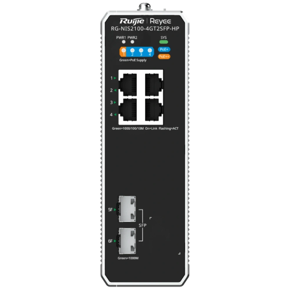 Ruijie Reyee RG-NIS2100-4GT2SFP-HP PoE++ Комутатор 6 портів керований