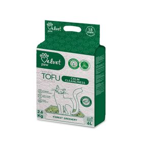 Растительный наполнитель для кошачьего туалета с успокаивающим ароматом Velvet Paw Tofu, 6 л