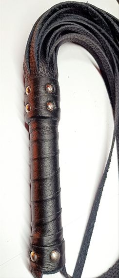 Флогер комбінований зі шкіряною ручкою 31 хвостом завдовжки 36 см Чорний sexstyle | Зображення 2