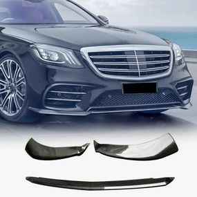 Накладка на передній бампер Lip (для AMG-Line 2018-2022, Карбон) для Mercedes S-сlass W222 рр
