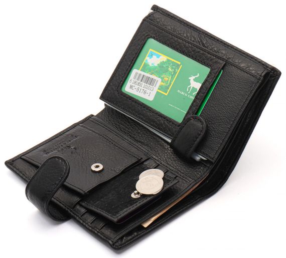 Черный мужской кошелек вертикального типа из натуральной кожи под документы Marco Coverna MC-5176-1 | Зображення 5