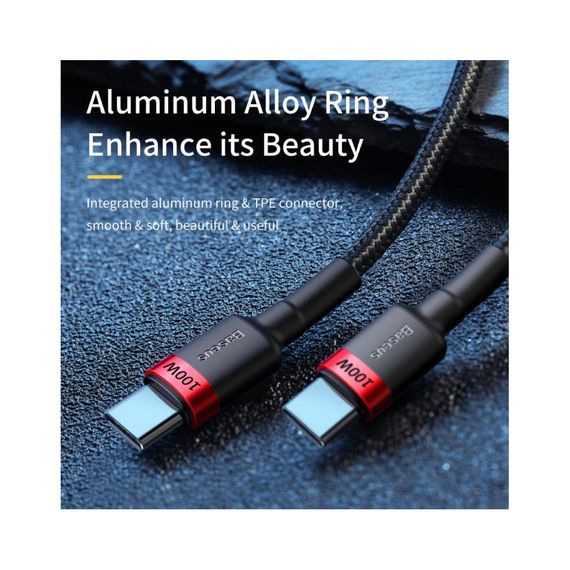 Дата кабель USB-C to USB-C 2.0m 100W 5A black-grey Baseus (CATKLF-ALG1) | Зображення 1
