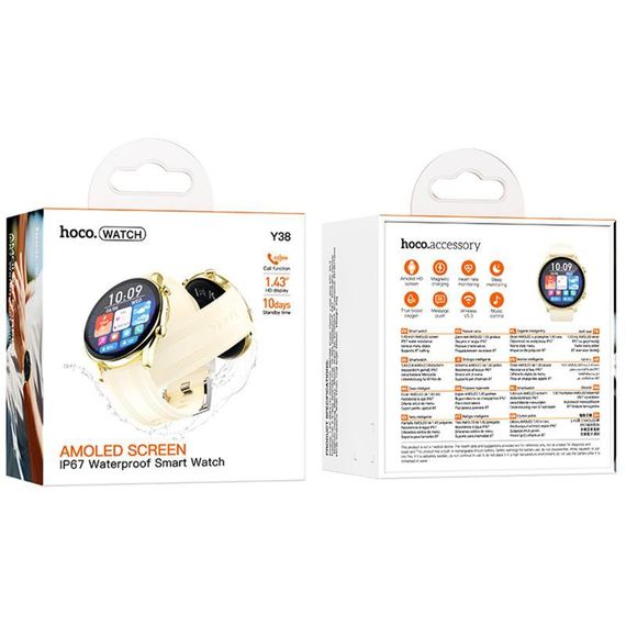Смарт-годинник Hoco Smart Watch Y38 Smart sports watch (call version) Gold | Зображення 1