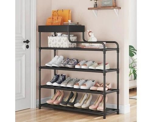 Стелаж для взуття Shoe rack BLACK Полиця для взуття-08-02, Метал, 60х18.5х78.5 см | Зображення 4