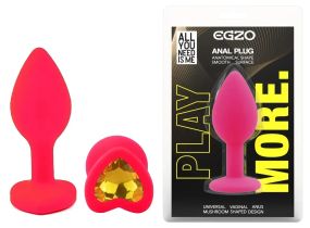 Силиконовая анальная пробка EGZO - Silicone Pink Heart Plug Yellow, size S Sex Aura