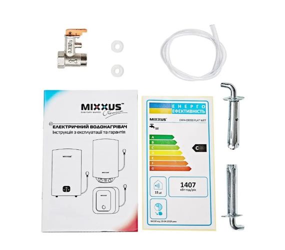 Водонагрівач Mixxus EWH-10100 FLAT DRY 100 л, 2,0 кВт, "сухий" ТЕН, вертикальний, прямокутний, білий (WH0599) | Зображення 1