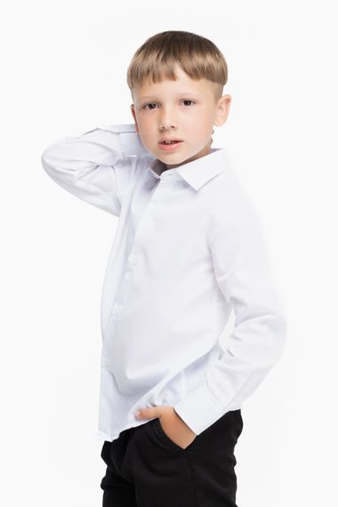 Сорочка однотонна для хлопчика Pitiki 1225 134 см Білий (2000989799993D)(SC) shop (2000989799993) | Зображення 2