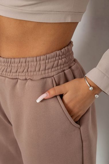Спортивные штаны женские на флисе, цвет мокко, 238R58671 | Зображення 4