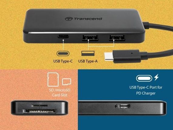 Хаб Transcend USB Type-C HUB 6 ports microSD/SD Black (TS-HUB5C) | Зображення 7
