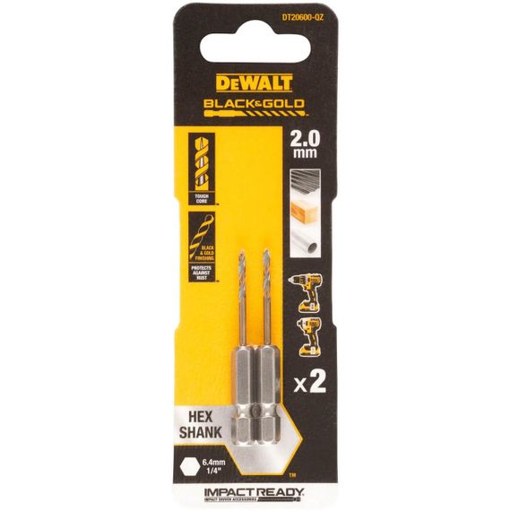 Свердло по металу 2мм EXTREME IMPACT Black&Gold DeWALT DT20600