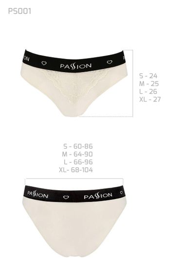 Трусики с широкой резинкой и кружевом Passion PS001 PANTIES XL, ecru Sex Aura | Зображення 2