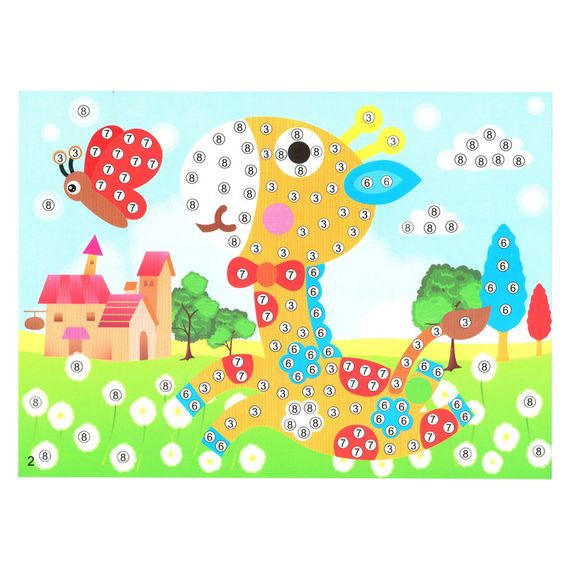 Дитяча мозаїка за номерами "Жирафик" 13-126-1 різнокольорові камінчики