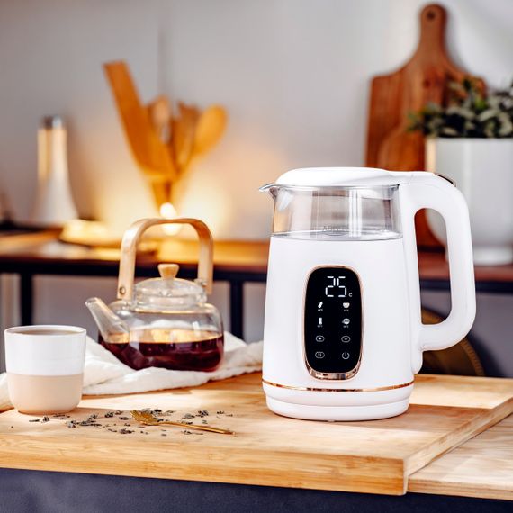 Електрочайник скляний Adler AD 1305 білий/золотий 1,7 л, 2200 Вт, з регулюванням температури | Зображення 7