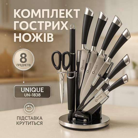 Відмінний набір ножів, Якісні ножі для дому, Ергономічні ножі для кухні, Набір ножів побутовий UF-87