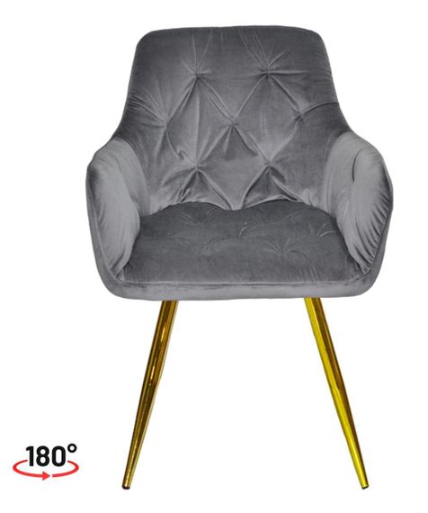 Крісло поворотне Sara GD (swivel chair 180°) на золотих металевих ногах, оббивка велюр велюр сірий OR-852 | Зображення 5